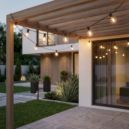 Brilagi - LED zunanja dekorativna veriga GIRLANDA 25xE12/0,6W/230V, 20 m, črna, IP44, topla bela + daljinski upravljalnik