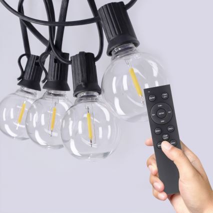 Brilagi - LED zunanja dekorativna veriga GIRLANDA 25xE12/0,6W/230V, 20 m, črna, IP44, topla bela + daljinski upravljalnik
