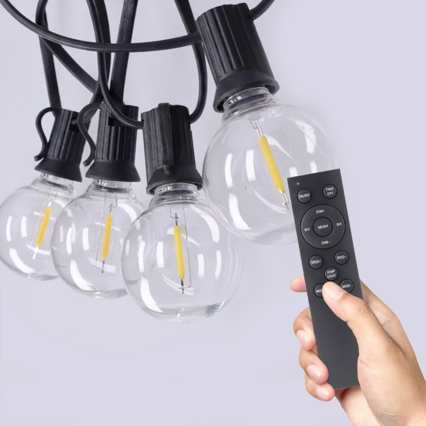 Brilagi - LED zunanja dekorativna veriga GIRLANDA 25xE12/0,6W/230V, 20 m, črna, IP44, topla bela + daljinski upravljalnik