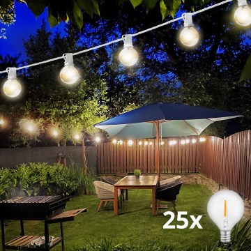 Brilagi - LED zunanji dekorativni niz GIRLANDA 25xE12/0,6W/24V 20 m bel IP44 topla bela