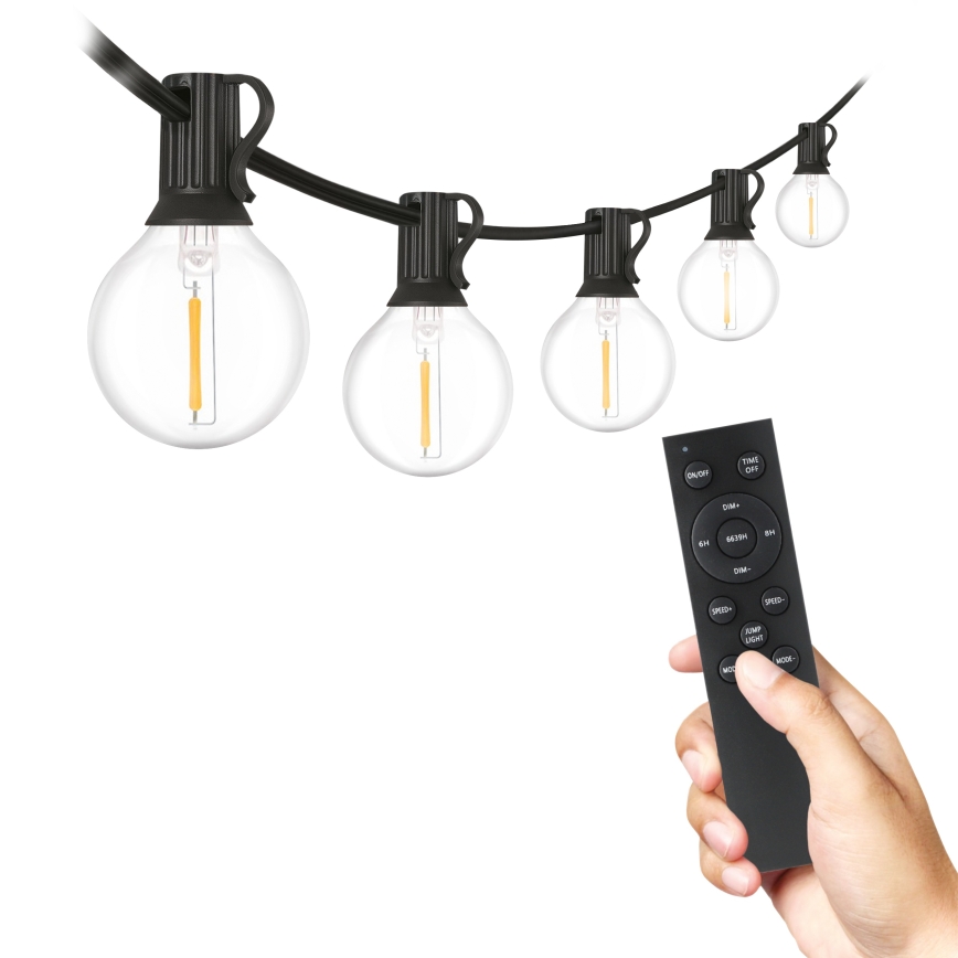 Brilagi - LED Zunanja dekorativna veriga GIRLANDA 25xE12/0,6W/230V 20m črna IP44 topla bela + daljinski upravljalnik