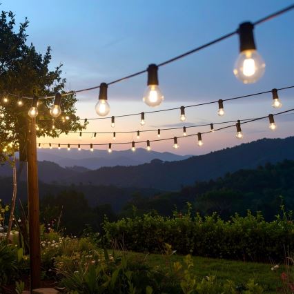 Brilagi - LED Zunanja dekorativna veriga GIRLANDA 25xE12/0,6W/230V 20m črna IP44 topla bela + daljinski upravljalnik