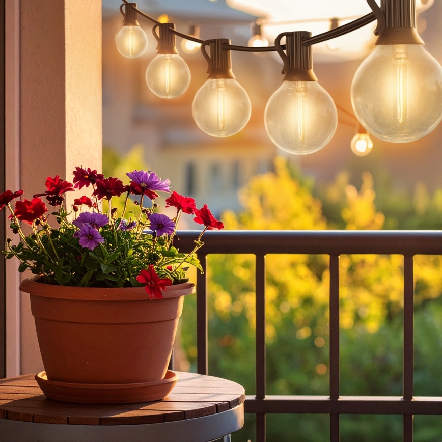 Brilagi - LED Zunanja dekorativna veriga GIRLANDA 25xE12/0,6W/230V 20m črna IP44 topla bela + daljinski upravljalnik