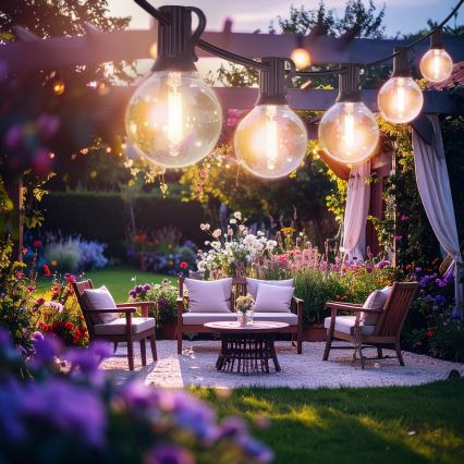 Brilagi - LED Zunanja dekorativna veriga GIRLANDA 25xE12/0,6W/230V 20m črna IP44 topla bela + daljinski upravljalnik