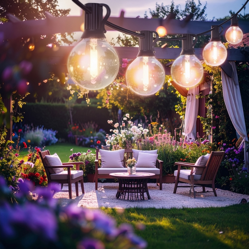 Brilagi - LED Zunanja dekorativna veriga GIRLANDA 25xE12/0,6W/230V 20m črna IP44 topla bela + daljinski upravljalnik