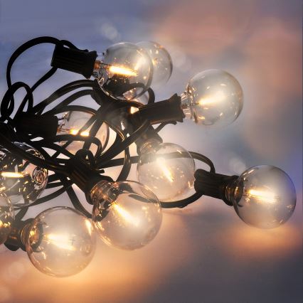 Brilagi - LED Zunanja dekorativna veriga GIRLANDA 25xE12/0,6W/230V 20m črna IP44 topla bela + daljinski upravljalnik