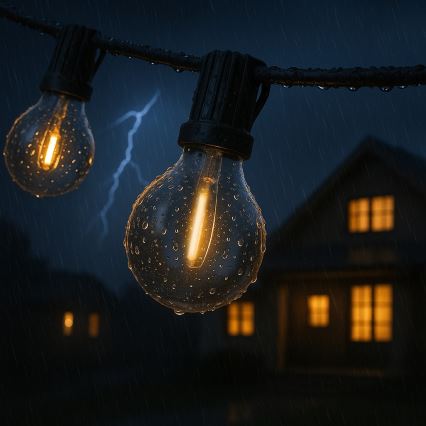 Brilagi - LED Zunanja dekorativna veriga GIRLANDA 25xE12/0,6W/230V 20m črna IP44 topla bela + daljinski upravljalnik