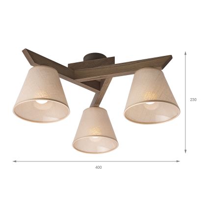 Brilagi - Lestenec ANTHONY 3xE14/40W/230V hrast oreh/bež