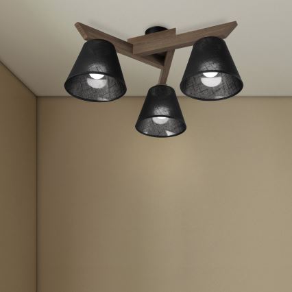 Brilagi - Lestenec ANTHONY 3xE14/40W/230V hrast oreh/črna