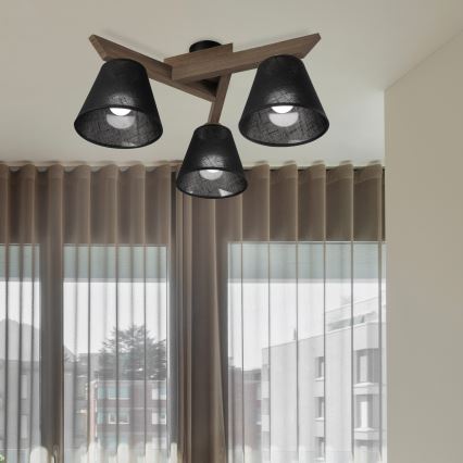 Brilagi - Lestenec ANTHONY 3xE14/40W/230V hrast oreh/črna