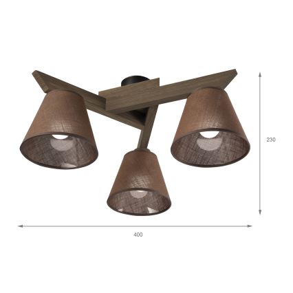 Brilagi - Lestenec ANTHONY 3xE14/40W/230V hrast oreh/rjava