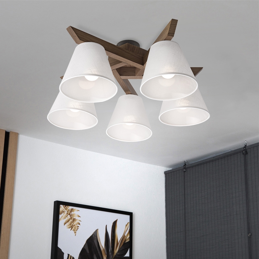 Brilagi - Lestenec ANTHONY 5xE14/40W/230V hrast oreh/bela