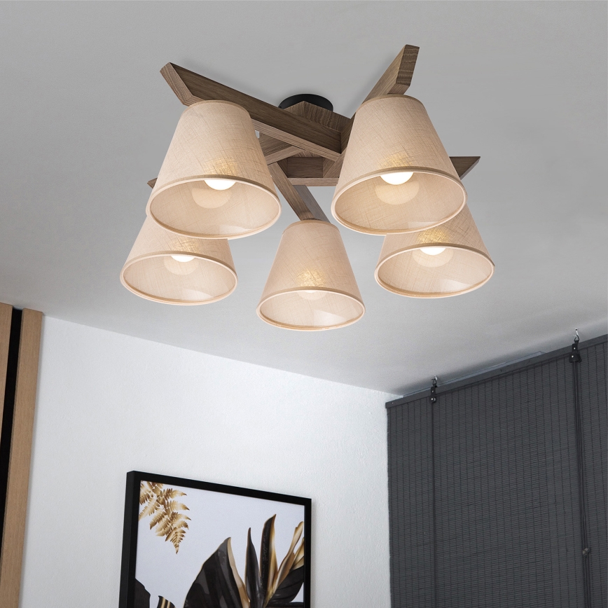 Brilagi - Lestenec ANTHONY 5xE14/40W/230V hrast oreh/bež