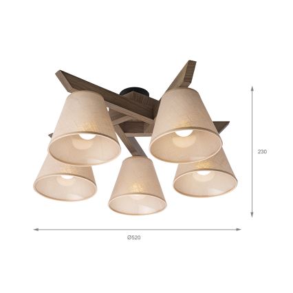 Brilagi - Lestenec ANTHONY 5xE14/40W/230V hrast oreh/bež