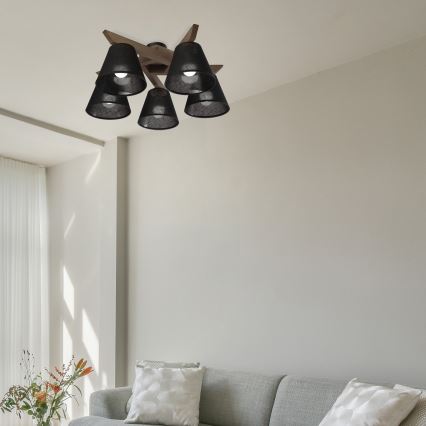 Brilagi - Lestenec ANTHONY 5xE14/40W/230V hrast oreh/črna