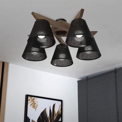 Brilagi - Lestenec ANTHONY 5xE14/40W/230V hrast oreh/črna