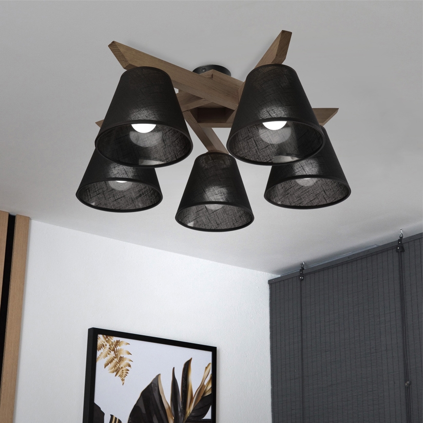 Brilagi - Lestenec ANTHONY 5xE14/40W/230V hrast oreh/črna