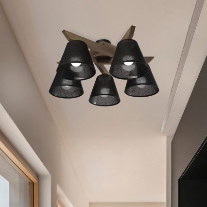 Brilagi - Lestenec ANTHONY 5xE14/40W/230V hrast oreh/črna