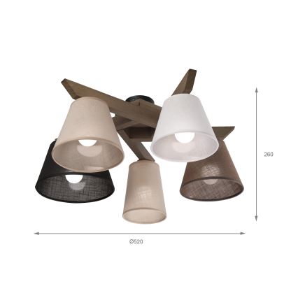 Brilagi - Lestenec ANTHONY 5xE14/40W/230V hrast oreh