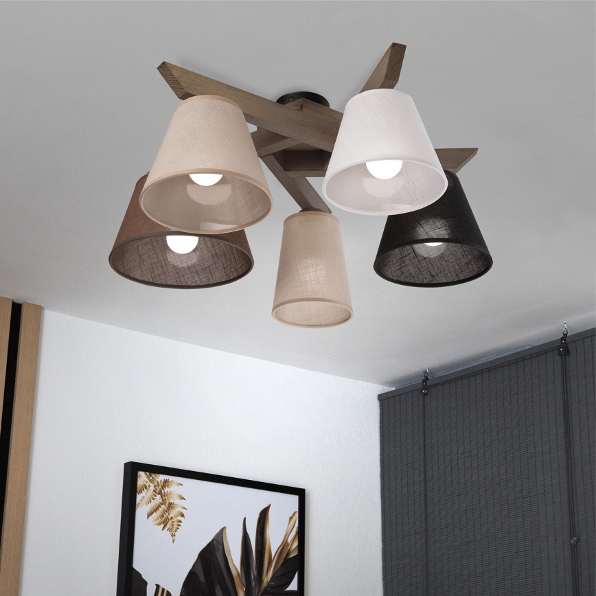 Brilagi - Lestenec ANTHONY 5xE14/40W/230V hrast oreh