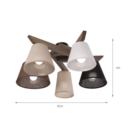 Brilagi - Lestenec ANTHONY 5xE14/40W/230V hrast oreh