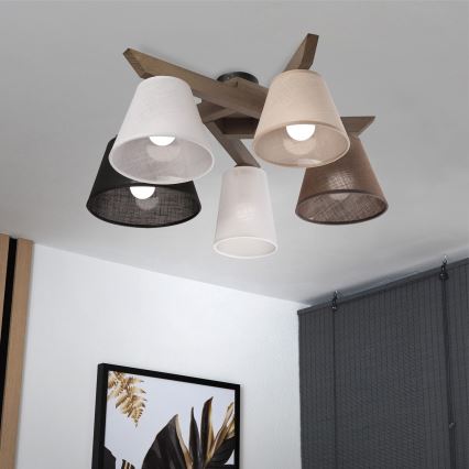 Brilagi - Lestenec ANTHONY 5xE14/40W/230V hrast oreh