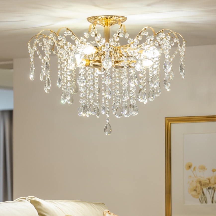 Brilagi - Lestenec CRYSTAL 6xE14/60W/230V zlata