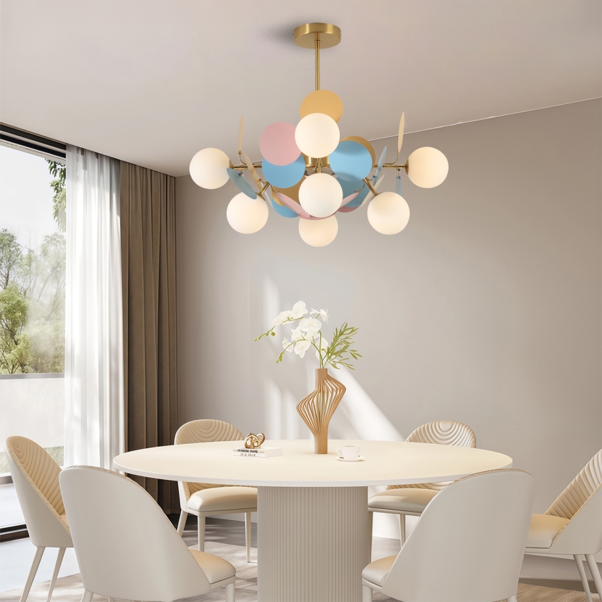 Brilagi - Lestenec na drogu BALMO 8xG9/9W/230V premer 60 cm zlata/modra/rožnata