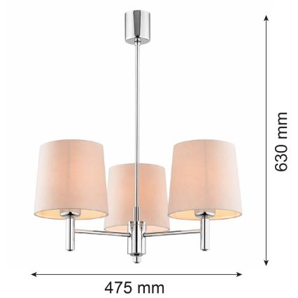 Brilagi - Lestenec na drogu MONTE 3xE27/60W/230V bež/sijajni krom