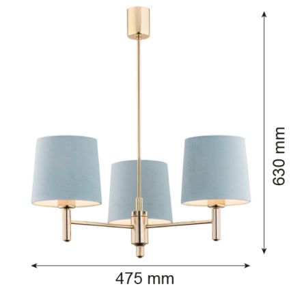 Brilagi - Lestenec na drogu MONTE 3xE27/60W/230V modra/zlata