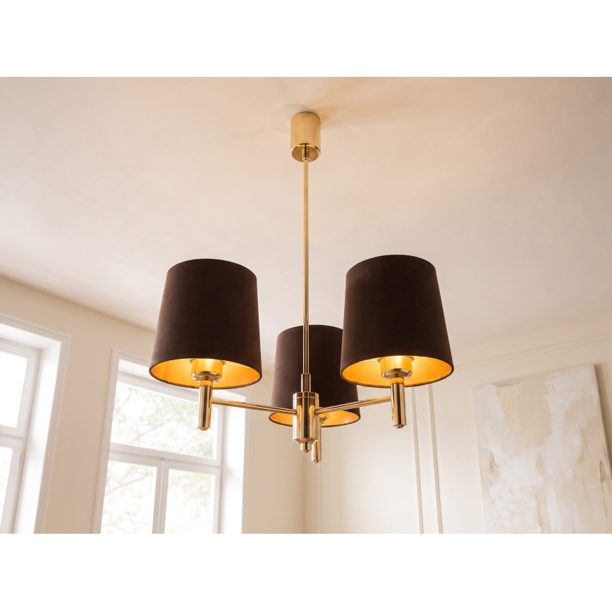 Brilagi - Lestenec na drogu MONTE 3xE27/60W/230V rjava/zlata