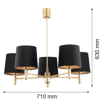 Brilagi - Lestenec na drogu MONTE 5xE27/60W/230V črna/zlata