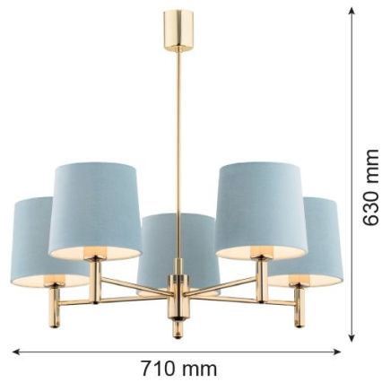 Brilagi - Lestenec na drogu MONTE 5xE27/60W/230V modra/zlata