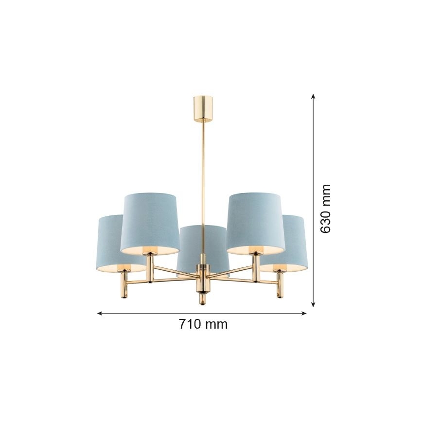 Brilagi - Lestenec na drogu MONTE 5xE27/60W/230V modra/zlata