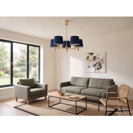 BRILAGI - Lestenec na drogu MONTE 5xE27/60W/230V modra/zlata
