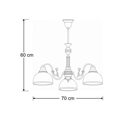 Brilagi - Lestenec na drogu TAURUS 3xE27/15W/230V premer 70 cm bronza