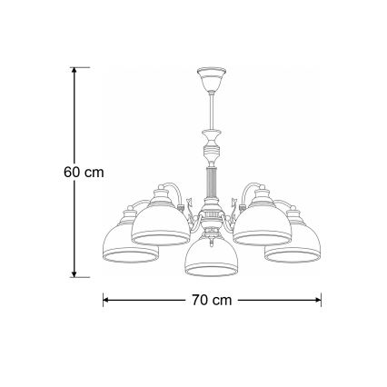 Brilagi - Lestenec na drogu TAURUS 5xE27/15W/230V Ø 70 cm bronast