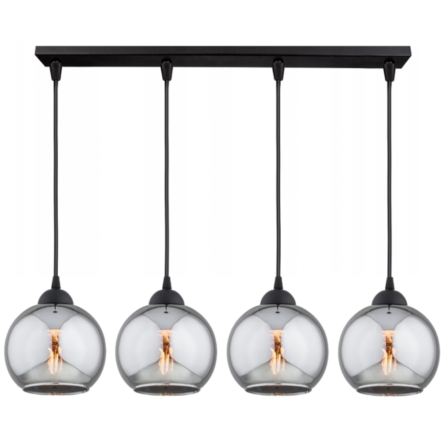 Brilagi - Lestenec na jeklenem lanku DIOR 4xE27/60W/230V črna/dimno siva