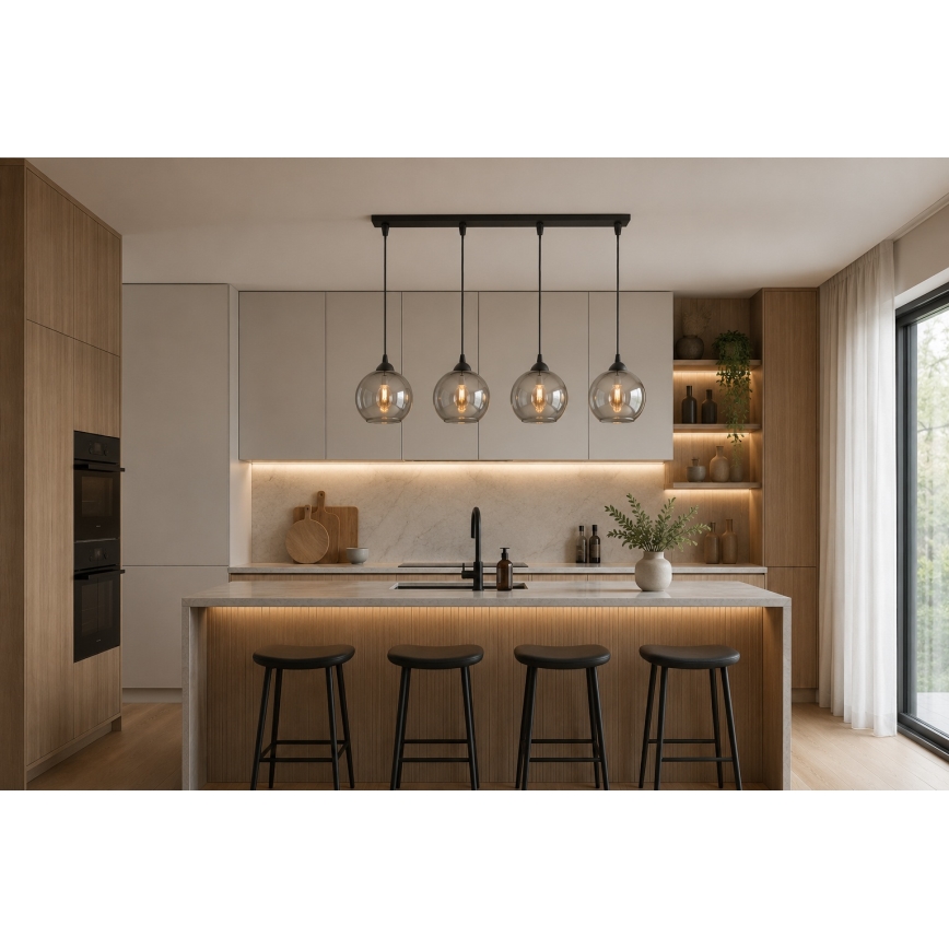 Brilagi - Lestenec na jeklenem lanku DIOR 4xE27/60W/230V črna/dimno siva