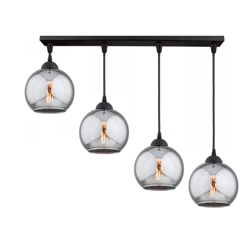 Brilagi - Lestenec na jeklenem lanku DIOR 4xE27/60W/230V črna/dimno siva