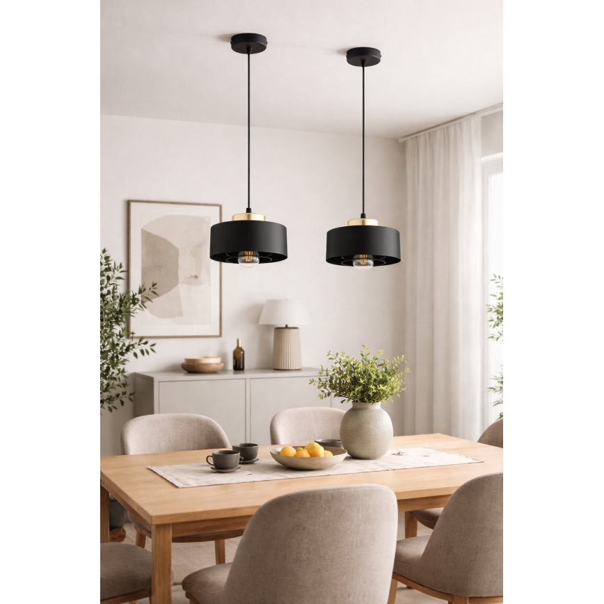 Brilagi - Lestenec na jeklenem lanku SPRING 1xE27/60W/230V premer 20 cm črna/zlata