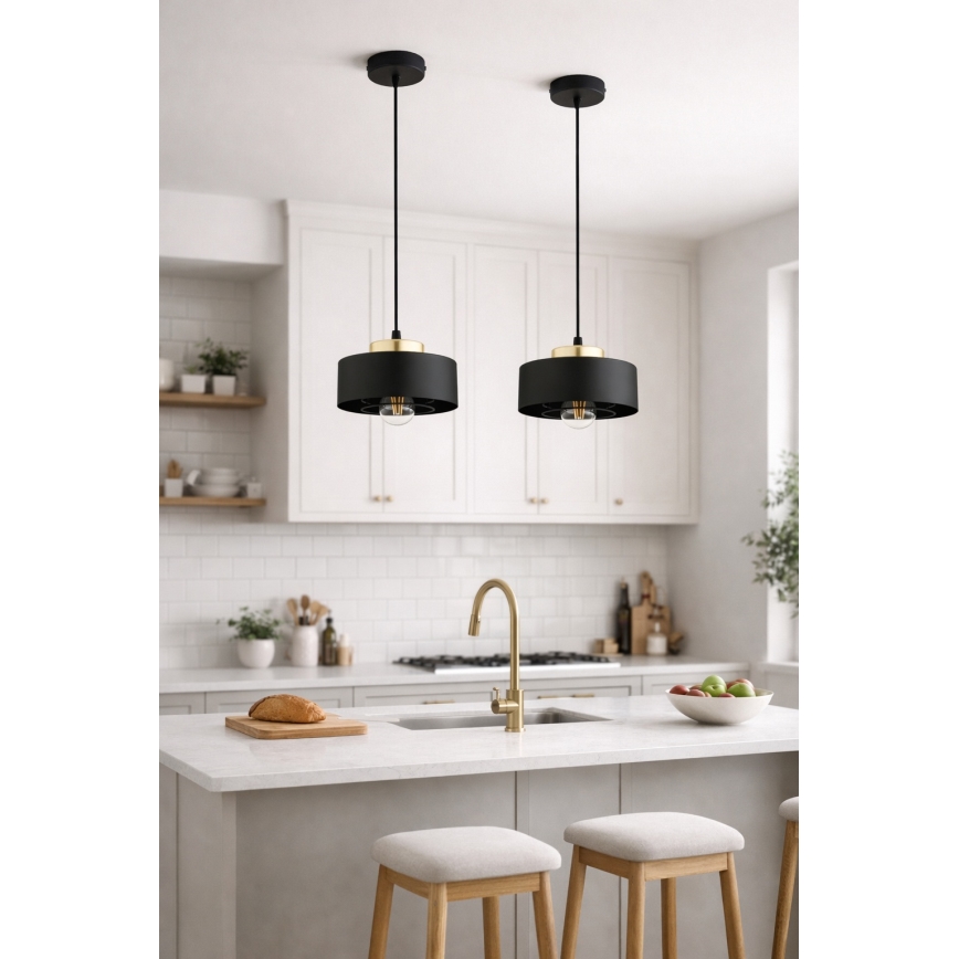 Brilagi - Lestenec na jeklenem lanku SPRING 1xE27/60W/230V premer 20 cm črna/zlata