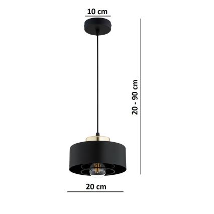 Brilagi - Lestenec na jeklenem lanku SPRING 1xE27/60W/230V premer 20 cm črna/zlata