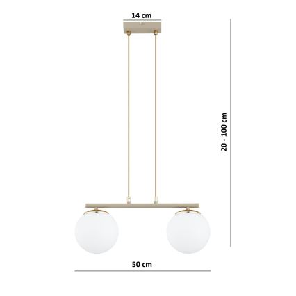 Brilagi - Lestenec na kabelu MILO 2xE27/60W/230V bež/zlata