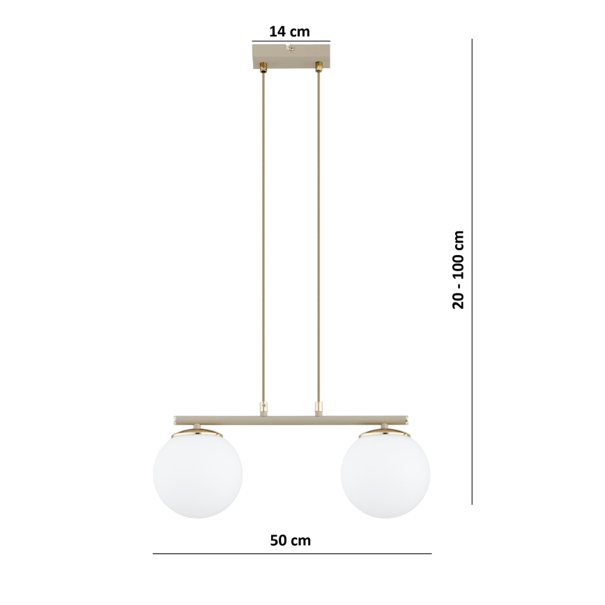 Brilagi - Lestenec na kabelu MILO 2xE27/60W/230V bež/zlata
