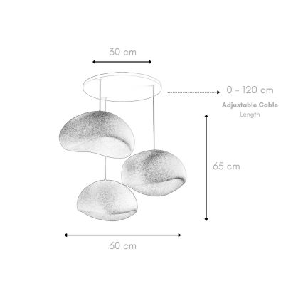 Brilagi - Lestenec na kabelu WABI SABI 3xE27/40W/230V, premer 60 cm, bela