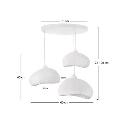 Brilagi - Lestenec na kabelu WABI SABI 3xE27/40W/230V, premer 60 cm, bela
