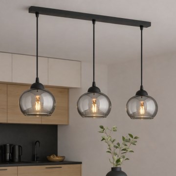 Brilagi - Lestenec na kablu 3xE27/60W/230V črna/dimno siva