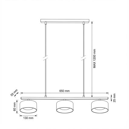 Brilagi - Lestenec na kablu AURA LUX 3xGX53/30W/230V črna/dimna