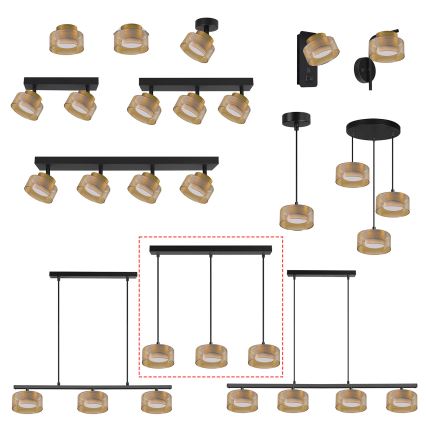 Brilagi - Lestenec na kablu AURA LUX 3xGX53/30W/230V črna/zlata